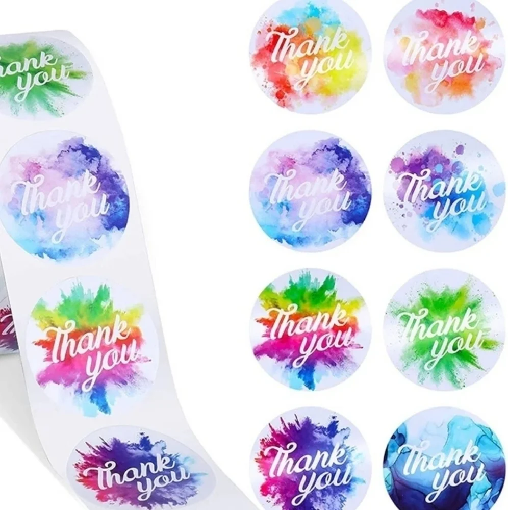 MULTI COLORED WATERCOLOR THANK YOU STICKERS▪︎1